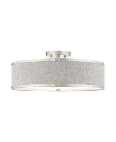 Livex Park Ridge 3 Lights Semi Flush In Silver-tone