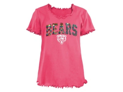 5th & Ocean Kids' Chicago Bears Big Girls Flip Sequin T-shirt In Pink