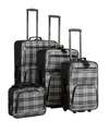 Rockland 4-pc. Softside Luggage Set In Black Plaid