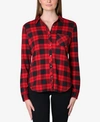Ultra Flirt Juniors' Cozy Plaid Knit Shirt In Red/black
