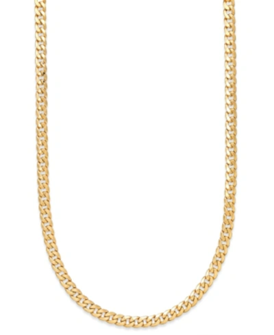 Macy's Cuban Link Chain Necklace 22" (7mm) In 14k Gold In Yellow Gold