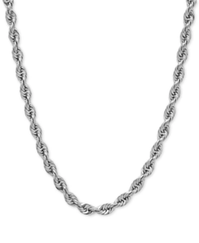 Italian Gold Rope Chain Slider Necklace In 14k White Gold