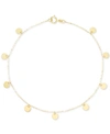 Italian Gold Polished Disc Dangle Ankle Bracelet In 14k Gold In Gold