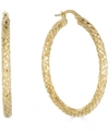 ITALIAN GOLD SNAKE TEXTURE HOOP EARRINGS IN 10K GOLD 40MM