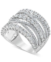 Macy's Diamond Multi-row Crossover Statement Ring (1 Ct. T.w.) In Sterling Silver In Sterling Silver