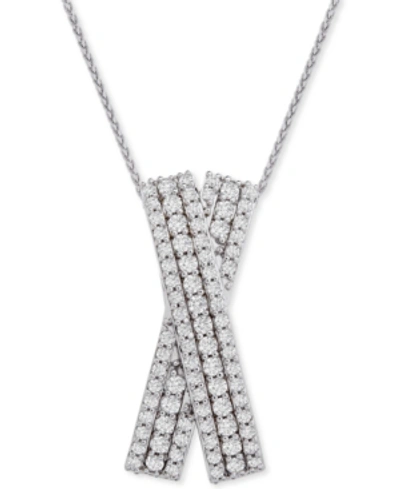 Wrapped In Love Diamond Multi-row Crossover 20" Pendant Necklace (1 Ct. T.w.) In Sterling Silver, Created For Macy's