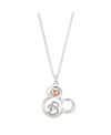 Disney Two-tone Mickey Mouse Initial Pendant Necklace In Fine Silver Plate In Two Tone Letter B
