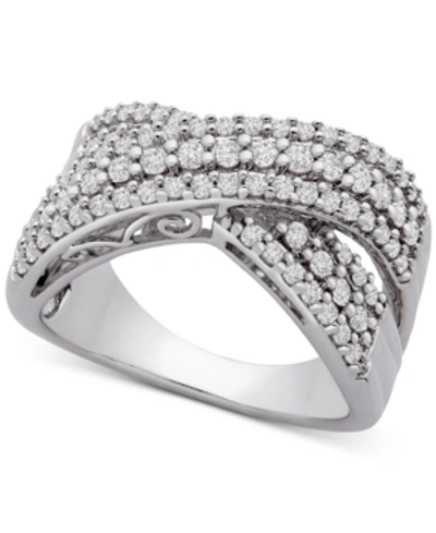 Wrapped In Love Diamond Crossover Statement Ring (1 Ct. T.w.) In Sterling Silver