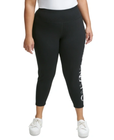 Calvin Klein Performance Plus Size Active Cropped Leggings In Black Combo