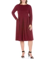 24SEVEN COMFORT APPAREL WOMEN'S PLUS SIZE FIT AND FLARE MIDI DRESS