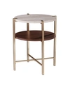 Southern Enterprises Valera Round End Table With Faux Marble Top In White