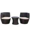Abbyson Living Isabelle Outdoor Wicker 3-pc. Bistro Chair Set In Brown