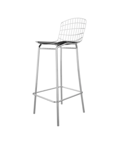 Manhattan Comfort Madeline Barstool In Silver And Black