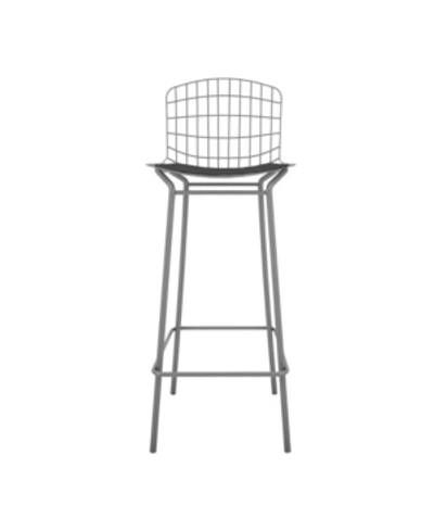 Manhattan Comfort Madeline Barstool In Charcoal Grey And Black