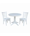 INTERNATIONAL CONCEPTS 36" ROUND EXTENSION DINING TABLE WITH 2 EMILY CHAIRS