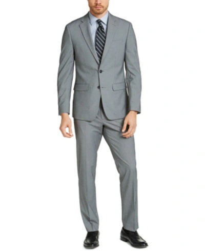 Van Heusen Men's Slim-fit Flex Stretch Wrinkle-resistant Suits In Black / White Tic