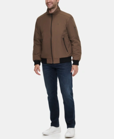 Calvin Klein Men's Classic Zip-front Ripstop Bomber Jacket In Dark Tan