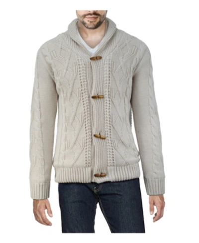 X-ray Shawl Collar Cable Knit Cardigan In Cream