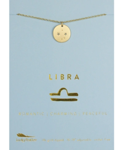 Lucky Feather Zodiac Gold-tone Charm Necklace, Libra In Blue