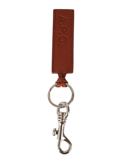 A.p.c. Key Ring With Logo In Brown