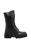 New Rock High Black Leather Amphibious In Black