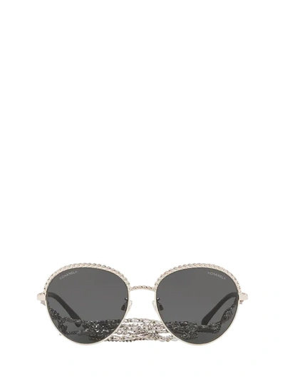 Pre-owned Chanel Pantos Sunglasses In Silver