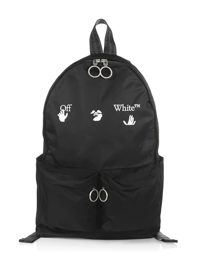 Off-white Logo Graphic Print Backpack In Black White