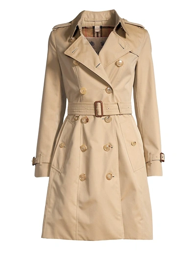 Burberry Heritage Chelsea Mid-length Logo Trench Coat In Beige