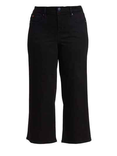 Slink Jeans, Plus Size High-rise Wide-leg Jeans In Solid Black