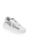 Prada White Lace Up Sneakers In White
