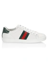 Gucci Women White Leather Ace Sneakers With Web Detail In Multi