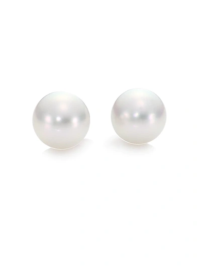 Mikimoto Women's 7.5mm White Cultured Akoya Pearl & 18k White Gold Stud Earrings