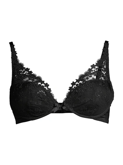 Simone Perele Bloom Embroidered Underwired Stretch-woven Push-up Bra In Black