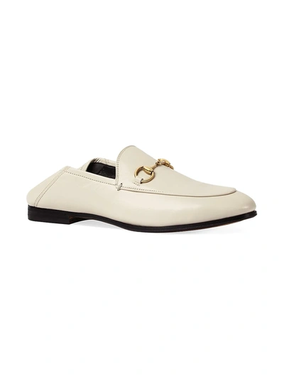 Gucci Brixton Leather Horsebit Loafers In Mystic White