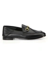 Gucci Women Black Calf Leather Moc Stitching Signature Horsebit Detail Almond Toe Slip-on Style Bran In Black