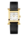 HERMES WOMEN'S HEURE H 25MM GOLDPLATED & LEATHER STRAP WATCH,400089324974