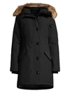 Canada Goose Rossclair Fur-trim Hooded Down Parka In Black
