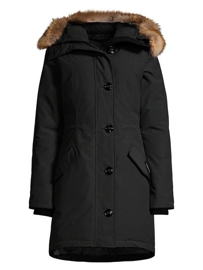 Canada Goose Rossclair Fur-trim Hooded Down Parka In Black