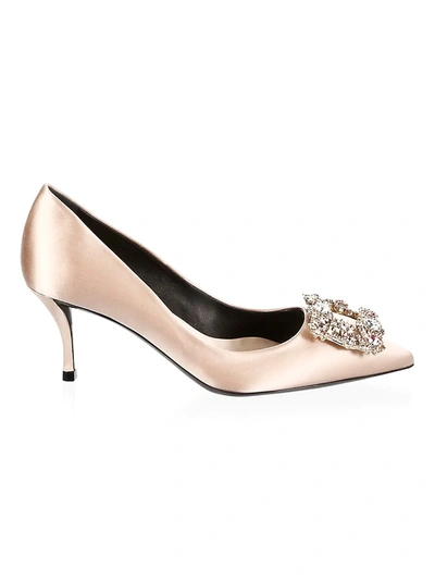 Roger Vivier 65 Crystal-embellished Buckle Pumps In Nappa Leather In Gold