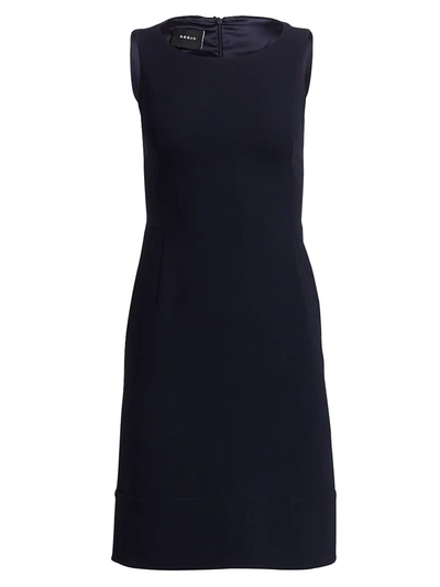 Akris Check Double Face Wool Blend Dress In Navy