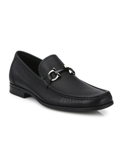 Ferragamo Men's Grandioso Gancini Leather Loafers In Black