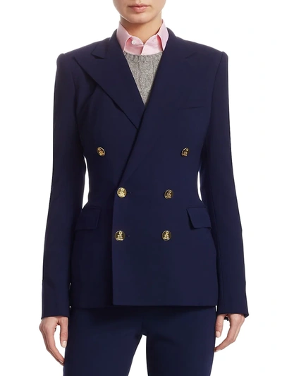 Ralph Lauren Iconic Style Camden Double-breasted Wool Jacket In Lux Navy