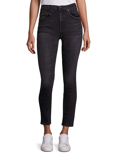 R13 High-rise Skinny Jeans In Black Marble