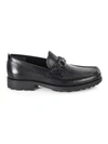 Ferragamo Men's David Gancini Bit Leather Loafers In Black