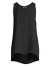 Lafayette 148 Plus Size Ruthie Sleeveless High-low Silk Blouse In Black