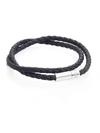 Tateossian Poprigato Leather & Sterling Silver Bracelet In Navy