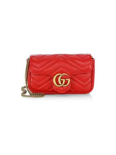 Gucci Women's Gg Marmont Matelassé Leather Mini Chain Camera Bag In Red