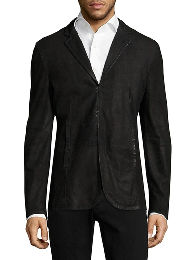 John Varvatos Collection Suede Hook And Bar Slim Fit Jacket In Black-001