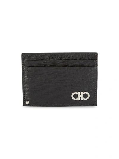 Ferragamo Men's Textured Leather Card Case In Black