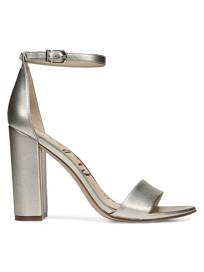 Sam Edelman Yaro Ankle-strap Metallic Leather Sandals In Light Gold